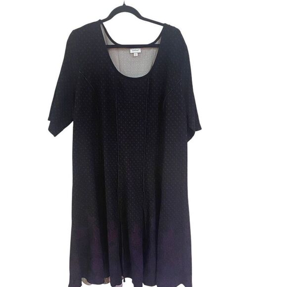 Avenue polka dot plus size 30/32 ribbed dress purple black - Picture 1 of 8